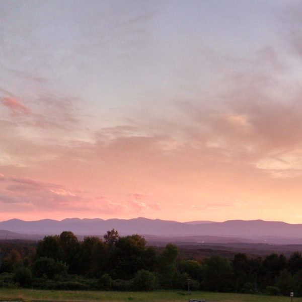 sunset over the catskill mountains by messy bed studio