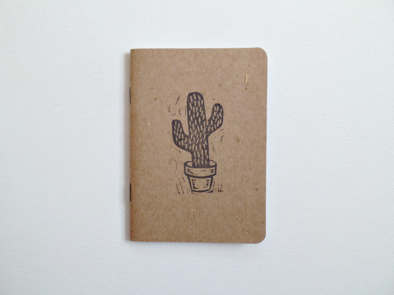 cactus block print notebook