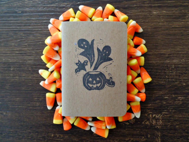 candy corn with halloween notebook