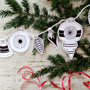 mid century style hand drawn ornaments instant download banner