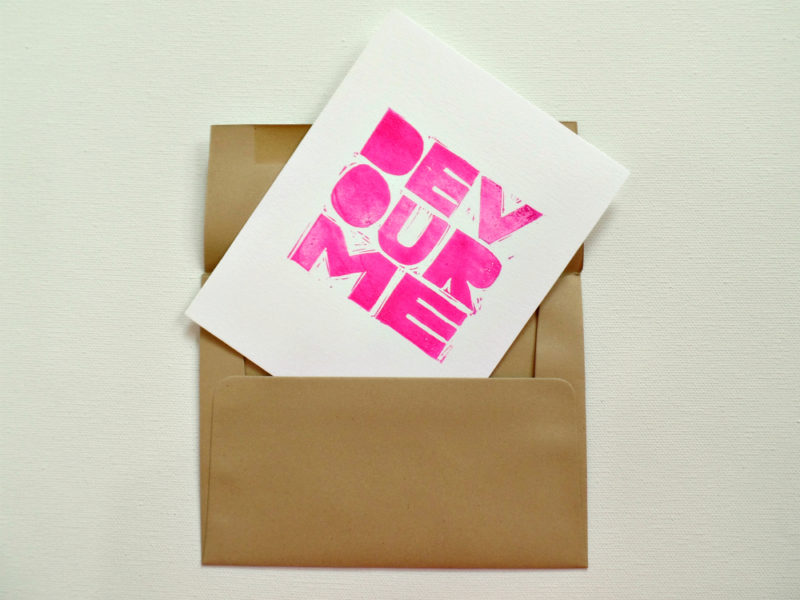 hand printed greeting card with envelope