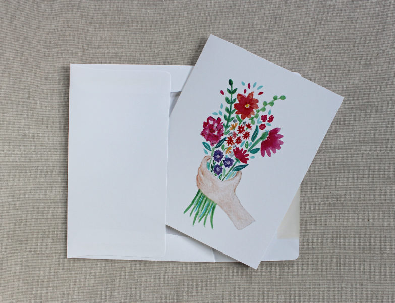 blank thank you card with flowers in envelope