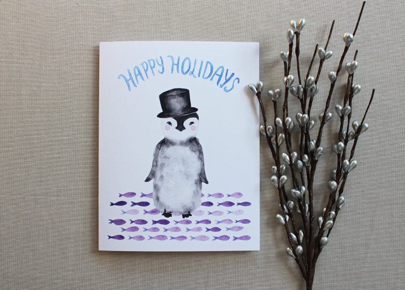 penguin christmas cards