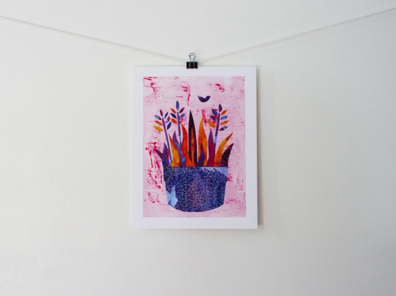 pink flower art print