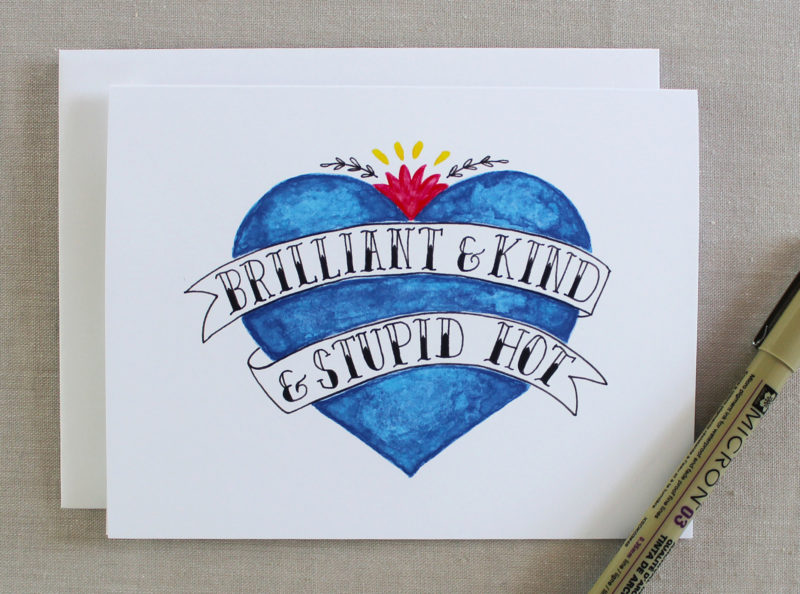 Brilliant and kind card with blue heart
