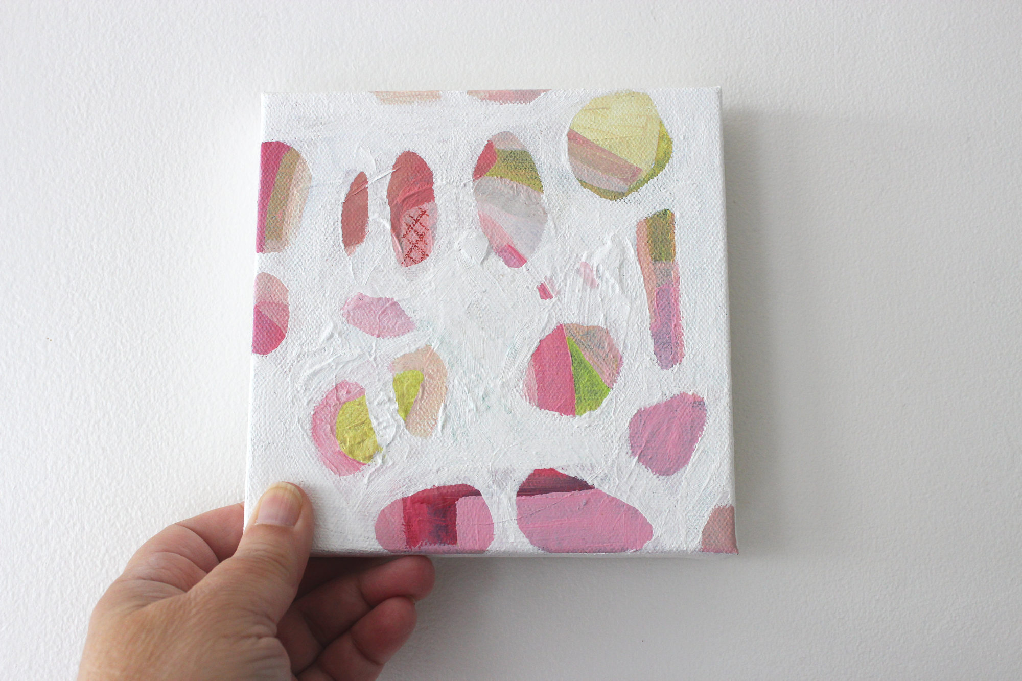 Small abstract art on canvas, Pink painting