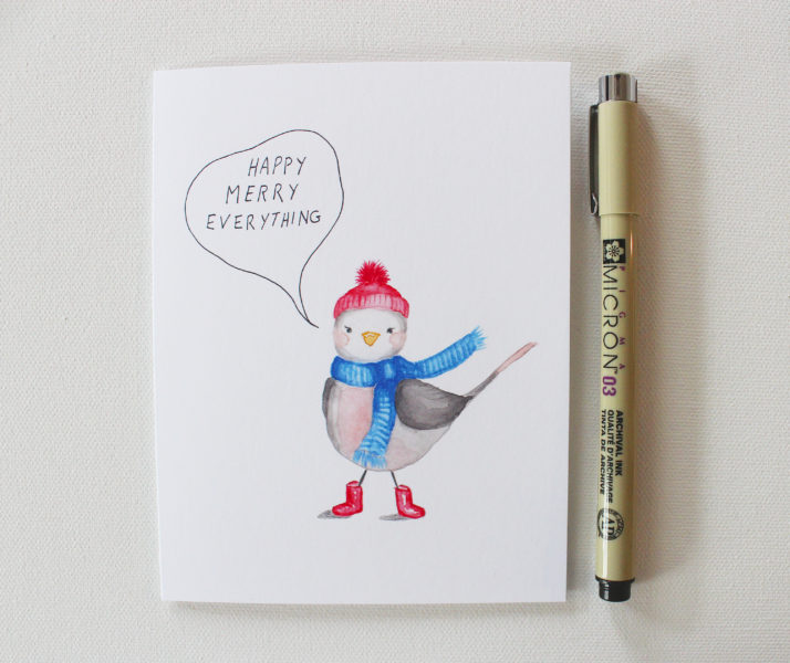 cute bird christmas card