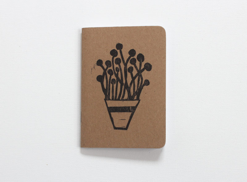 plants in pots hand printed botanical journal